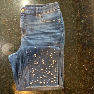 Chico’s Pearl Embellished Girlfriend Ankle Jeans